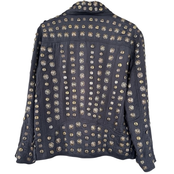 Free People NWOT Chelsea Coin Moto Jacket in Black Size XS - Picture 2 of 6